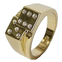 Men's 18 Kt Gold Plated Dress Ring Dice with CZ 071