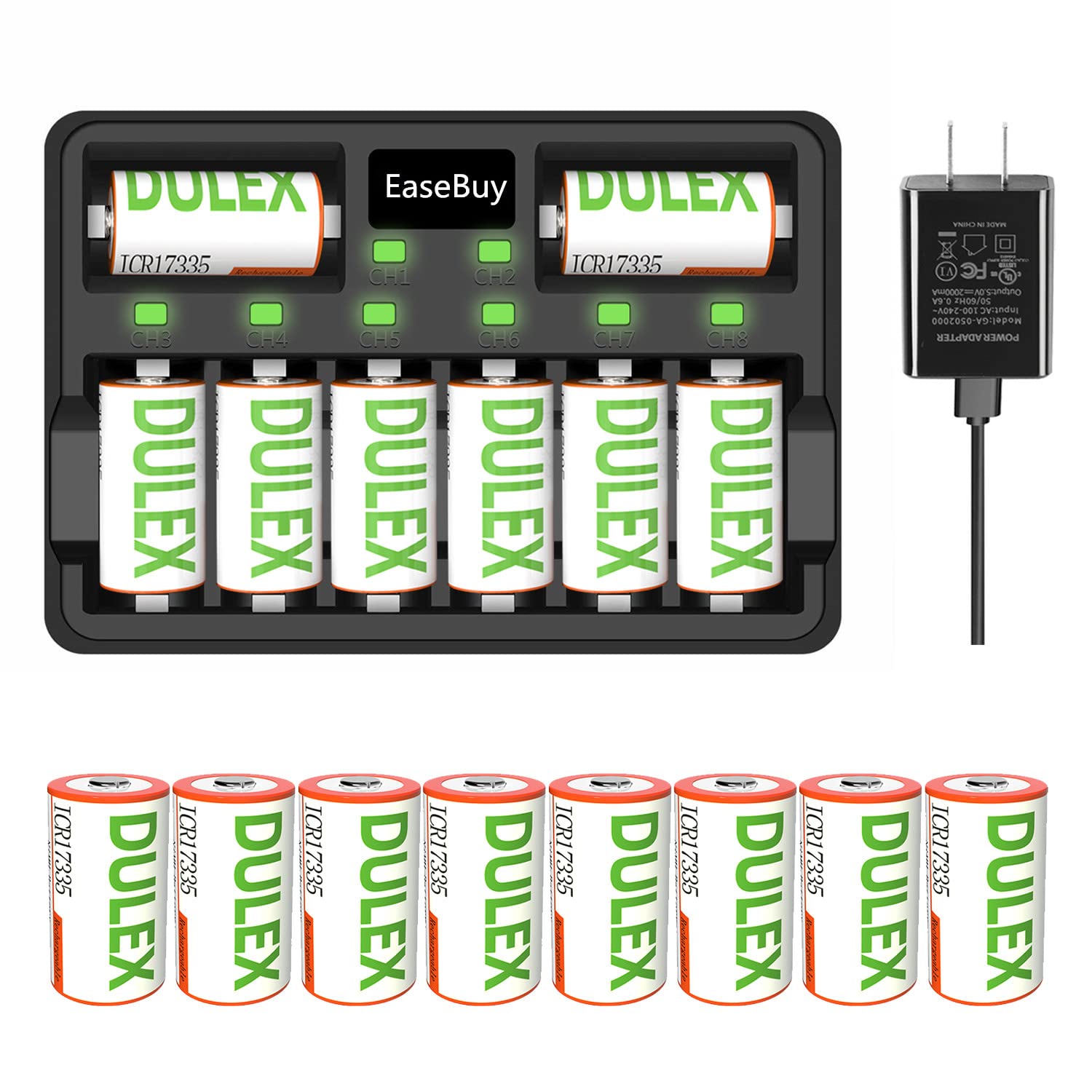 Arlo Batteries Rechargeable, 16-Pack 800mAH ICR17335 NiMH 123A Batteries and CR123A Arlo Charger for Arlo VMS3130 VMC3030 VMK3200 VMS3330 3430 3530...