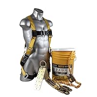 Guardian Fall Protection 00815 BOS-T50 Bucket of Safe-Tie - 5 Gallon Bucket, 50 ft. Vertical Lifeline Assembly, 5 Temper Reusable Anchor, Safety Harness Kit, Yellow