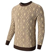 Men's Knitted Argyle Pullover Crewneck Sweater Vintage Thermal Vintage Retro Winter Clothing