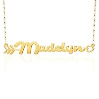 Any Name Necklace of Gold Plated Custom Made with Arrow Love Heart Sterling Silver Personalized Bridesmaid Gift