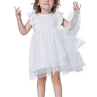 Organic Cotton Sleeveless Girls Tutu Dress Little Girls Summer Dress Toddler Tulle Dress Sundress for Kids 2-8Y