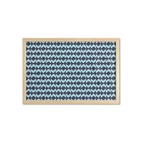 Ambesonne Navy Wall Art with Frame, Diamond Shaped Blurry Ikat Pattern Chevron Effects Image, Printed Fabric Poster for Bathroom Living Room Dorms, 35