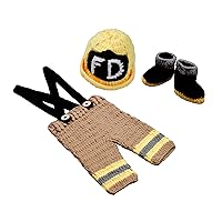 Newborn Baby Girl/Boy Crochet Knit Costume Photography Prop Hats and Outfits (Little firefighter)