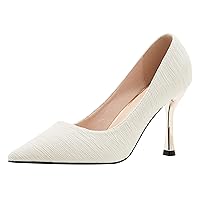 Women Romantic Sexy High Heels Elegant Pointed Toe Dressy Pumps Slip On Office Stiletto Shoes
