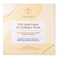 24k Gold Under Eye Mask with Collagen - 20 Pairs and Mini Eye Serum (2ml) - Value Set - Disposable Under Eye Patches to Reduce Dark Circles, Fine Lines, Puffiness, and Wrinkles