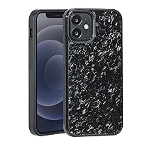 molzar Grip Series for iPhone 12 Mini Case with Real Forged Carbon Fiber, Built-in Metal Plate for Magnetic Mount, Support Wireless Charging, Compatible with iPhone 12 Mini, Black/Forged