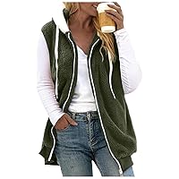 Womens Zip Up Hoodies Fleece Jackets Oversized Fall Clothes Long Pea Faux Fur Coats Outwear with Pockets