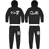 King and Queen Hoodies for Couples Set - Couple Matching Outfits - Matching Tracksuit