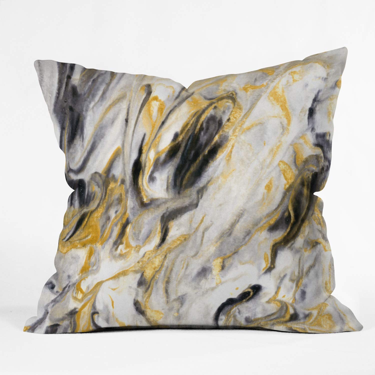 Deny Designs Jacqueline Maldonado Black and Gold Marble Indoor Throw Pillow, 20" x 20"