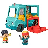 Fisher-Price Little People Musical Toddler Toy Serve It Up Food Truck Vehicle with 2 Figures for Preschool Kids Ages 1+ Years