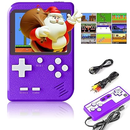 Ormosiat 8 Bit Handheld Games for Kids Adults 3.0'' Large Screen Preloaded 500 Classic Retro Video Games 3m TV Cable USB Rechargeable Seniors Electronic Game Player Birthday Xmas Present(Violet)