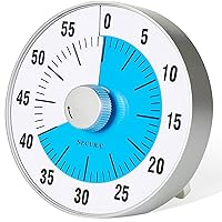 Secura 7.5-Inch Oversize Visual Countdown Timer, 60-Minute Kitchen Timer | Time Management Tool for Kids, Teachers and Adults (Blue)