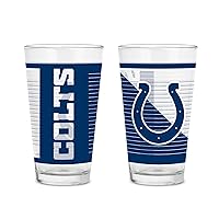 Rico Industries NFL Football Main 16 oz Pint Glasses with Digitally Printed Logo, Practical Set of 2 Classic Drinking Glasses, Dishwasher Safe