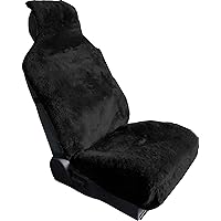 Aegis cover Luxury Australian Sheepskin Wrap Seat Cover Airbag Ready One Piece (Black)