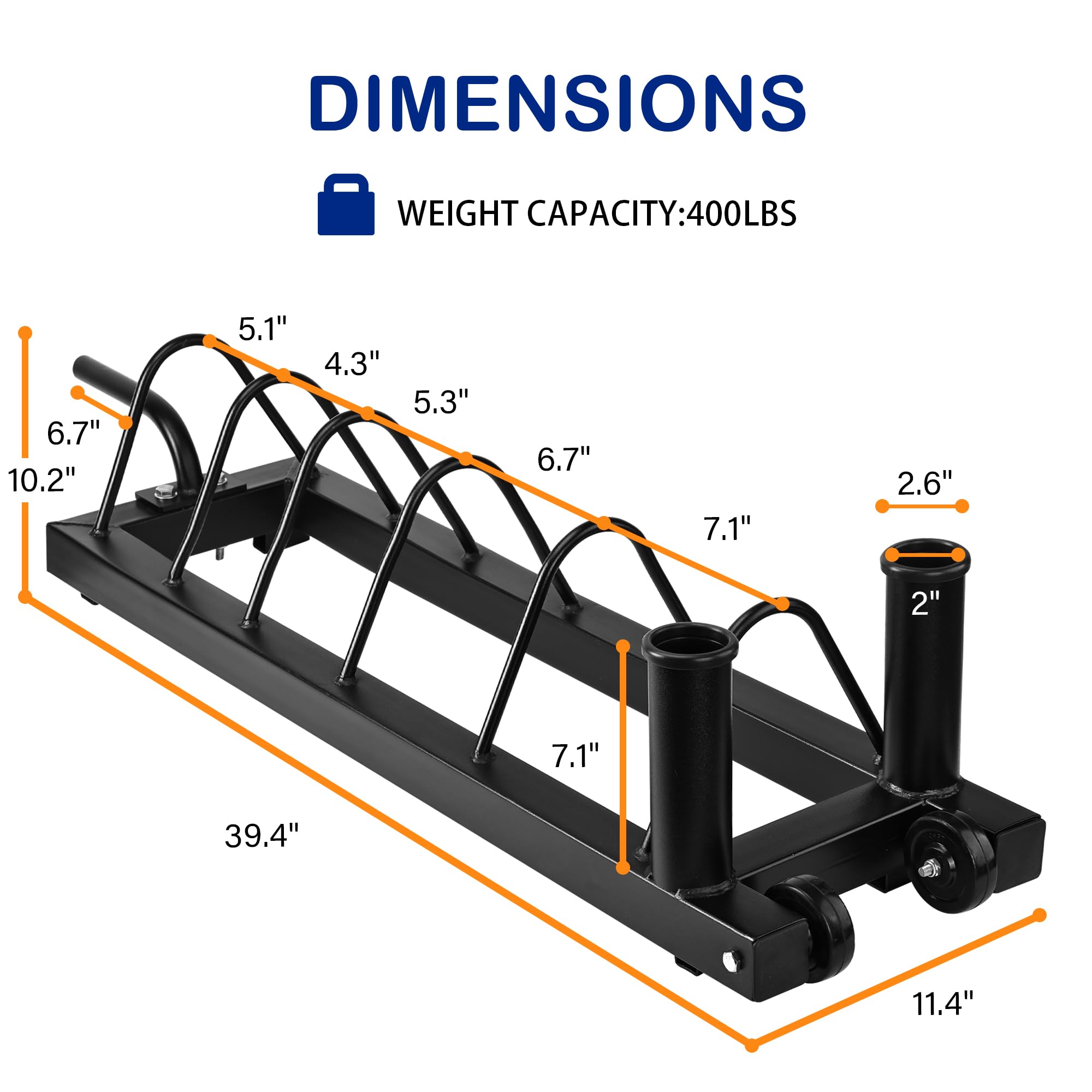 Signature Fitness Horizontal Plate and Olympic Bar Rack Organizer with Steel Frame and Transport Wheels