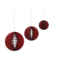 Creative Co-Op 16' Round, 12' Round & 8' Round Handmade Recycled Paper Folding Honeycomb Ball Ornament, Red, Set of 3