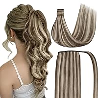 Sunny Weft Hair Extensions Real Human Hair and Ve Sunny Ponytail Hair Extensions Light Brown Blonde Highlights 180G