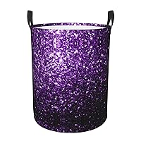 JENKEM Beautiful Purple Glitter Waterproof Oxford Fabric Laundry Hamper,Dirty Clothes Storage Basket For Bedroom,Bathroom