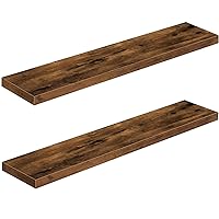 QEEIG Bathroom Shelves 48 inches Long Wall Shelf Large Extra Long 48 x 9 inch Set of 2, Rustic Brown (008-120BN)
