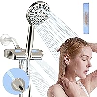 Filtered Shower Head with Handheld Combo, Hard Water Filter Shower Head with 9 Shower Modes, Dual Shower Heads High Pressure, Shower Filters to Remove Chlorine and Fluoride (Brushed Nickel)