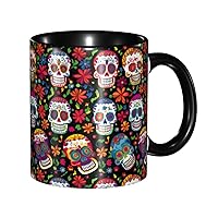 Rose and Skull Coffee Mug Funny Ceramic Tea Cup Novelty Gifts for Office and Home Women Girls Men Dishwasher Microwave Safe 11oz
