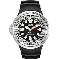 Men's Eco-Drive Promaster Sea Dive Watch in Stainless Steel with Black Polyurethane strap, Black Dial (Model: BJ8050-08E)