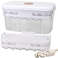 Ice Cube Tray With Lid and Bin, Ice Trays for Freezer, 2 Tier Tray, Ice Cube Tray with Easy Release, Square Ice Cube Molds for Cocktails, Beer,whiskey and Iced Coffee.