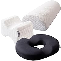 5 STARS UNITED Half Moon Bolster Semi-Roll Pillow and Knee Pillow for Side Sleepers and Donut Pillow Hemorrhoid Tailbone Cushion, Bundle