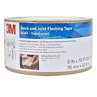 3M Deck and Joist Flashing Tape 8047, 3 in x 75 ft, Waterproof Joist Tape for Decking with Adhesive Backed for a Weather Moisture Barrier for Decks, Joists, Posts, Ledger Boards
