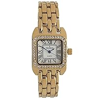 Peugeot Women's Tank Shape Watch with Panther Link Bracelet, Dress Watch with Crystal Bezel and Roman Numeral Dial