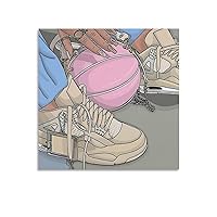 Sneakers Art Print Poster Pink Basketball Bag Fashion Women Apos;s Sneakers Poster Canvas Painting Canvas Painting Posters And Prints Wall Art Pictures for Living Room Bedroom Decor 12x12inch(30x30cm