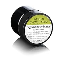 Organic Body Butter by Herbal Choice Mari (Lemongrass, 0.5 Fl Oz Jar) - No Toxic Synthetic Chemicals - TSA-Approved Travel Size