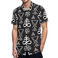 Occult Symbols Mens Short Sleeve Shirts Casual Button Down Shirts for Men Summer Beach Tees with Pocket