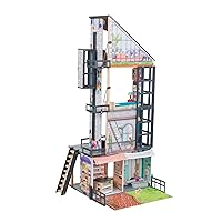 KidKraft Bianca City Life Wooden 360-Play Dollhouse with Lights & Sounds and 26-Piece Accessories, Gift for Ages 3+