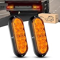 6Inch Oval LED Tail Light 2PCS Amber 10LED Turn Signals Lights Surface Mount IP67 Waterproof for Trailer Truck RV Tractor Lorry Camper Van, 2 Years Warranty