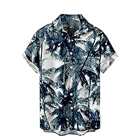 Men's Funny Summer Hawaiian Shirts Caribbean Tropical Cruise Casual Graphic Short Sleeve Button Down Lapel Beach Golf