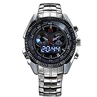 FENKOO TVG Watches TVG Brand Luxury Stainless Steel Watch Digital Sport LED Watch Men 30M Dual Movements Waterproof Watches