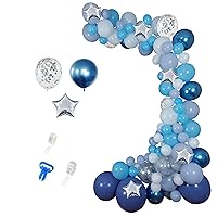 Baby Shark Balloons Arch Kit 107+ pcs - 16 Ft Space Balloon Garland Kit Pastel Grey Blue White Blue Chrome Silver Star Balloon Frozen Space Party Birthday Party Globos Baby Shower Boy SP