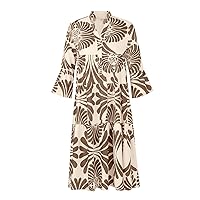 Women's Fall Dresses Casual Fashion Print Loose Casual Long Sleeve Dress One Shoulder, S-5XL