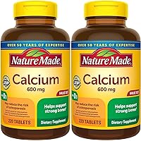 Nature Made Calcium 600 mg with Vitamin D3, Dietary Supplement for Bone Support, 220 Tablets - Pack of 2