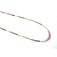 30 Cts Natural Multi-Color Sapphire Necklace 20 Inch With Sterling Silver Clasp, Faceted Rondelles Graduated Beads, Multi-Color Necklace