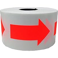 Fluorescent Red Arrow Stickers, 2 x 1 Inches in Size, 500 Labels on a Roll