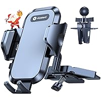 VICSEED Military-Grade Sturdy Car Phone Holder Mount, 𝗨𝗽𝗴𝗿𝗮𝗱𝗲𝗱 𝗔𝗻𝘁𝗶 𝗦𝗵𝗮𝗸𝗲 Metal CD Slot & Air Vent Thick Case Friendly Phone Mount for Car Fit for iPhone 15 14 Samsung All Phones