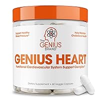 Genius Heart Health & High Blood Pressure Support, 60 Veggie Pills - Natural Support for Cholesterol Levels, Cardiovascular & Healthy Blood Pressure with Grape Seed Extract, Vitamin K2 & CoQ10