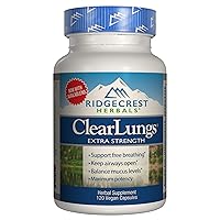 RidgeCrest ClearLungs Extra Strength, Herbal Decongestant, 120 Vegan Capsules