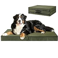 EHEYCIGA Foldable Waterproof Dog Beds for Extra Large Dogs - Outdoor Orthopedic Dog Bed with Washable Removable Cover, XL Pet Bed Mattress with Handle, 44 x 32 x 3.5 inches