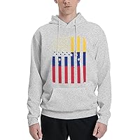 Mens Athletic Hoodie American-Venezuelan-Flag-Distress Gym Long Sleeve Hooded Sweatshirt Pullover With Pocket