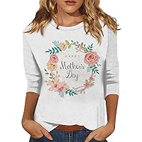 Mama Mommy Mom Bruh Shirt Graphic Letter Printed Boxy Fit Crew Neck Cute 3/4 Sleeve Summer Blouses for Women 2024