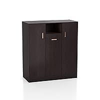 24/7 Shop at Home Barry Modern Storage Cabinet with Doors and Shelves, Accent Furniture, Free Standing Shoe Organizer for Entryway, Hallway, Living Room, Bedroom, 20 Pairs, Espresso